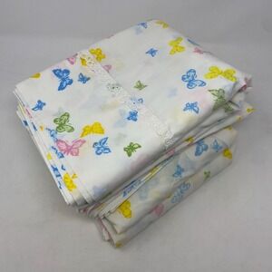 Vtg Wamsutta Christian Dior Sheet SET Twin Butterflies 2 Flat 2 Fitted USA Made